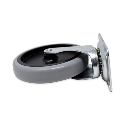 Replacement Bayonet-Stem Swivel Casters, Swivel Mount Plate, 5" Soft Rubber Wheel, Black