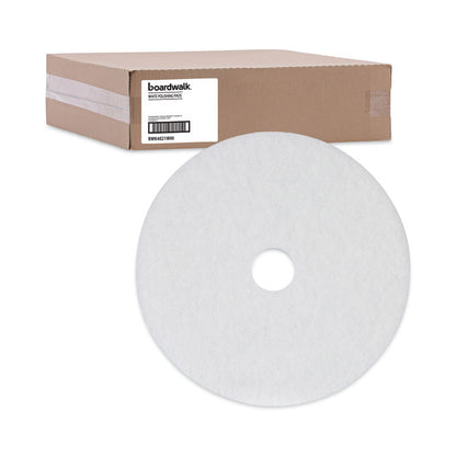 Polishing Floor Pads, 21" Diameter, White, 5/Carton
