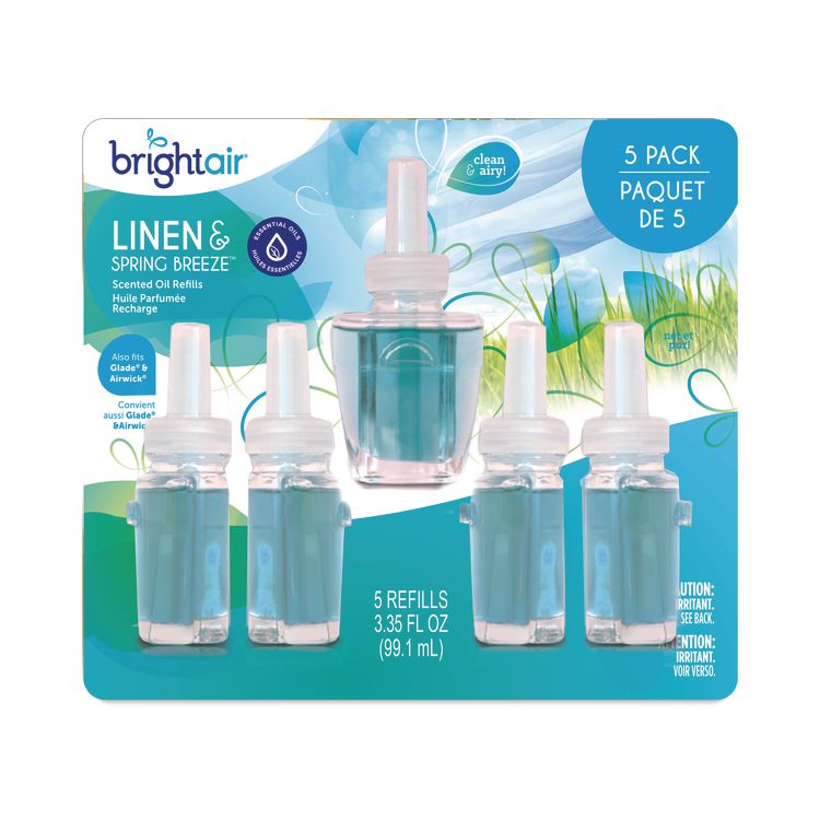Electric Scented Oil Air Freshener Refill, Linen and Spring Breeze, 0.67 oz Bottle, 5/Pack, 6 Pack/Carton
