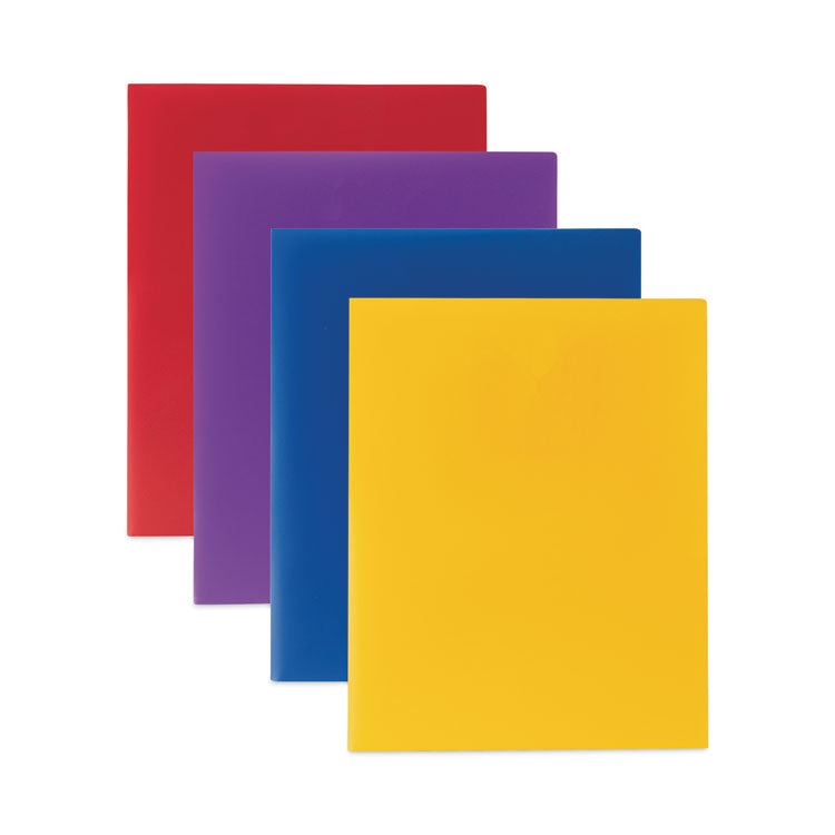 Two-Pocket Heavyweight Poly Portfolio Folder, Accommodates 11 x 8.5 Sheets, Yellow, 25/Box