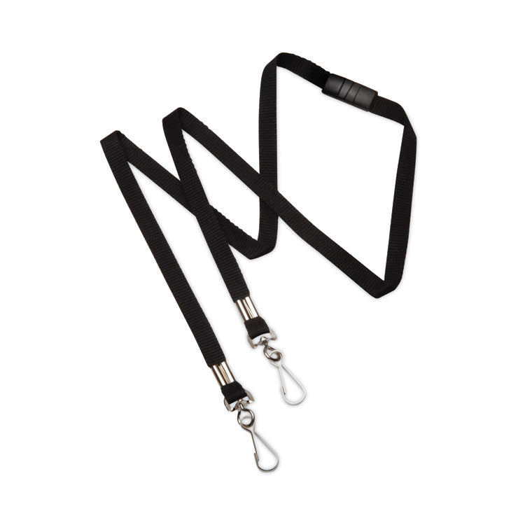 8455016988429, SKILCRAFT Face Mask Lanyard, Metal J-Hook Fastener, 36" Long, Black, Dozen