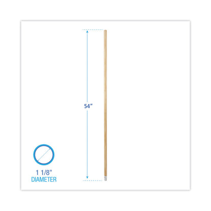 Lie-Flat Screw-In Mop Handle, 1.13" dia x 54", Natural