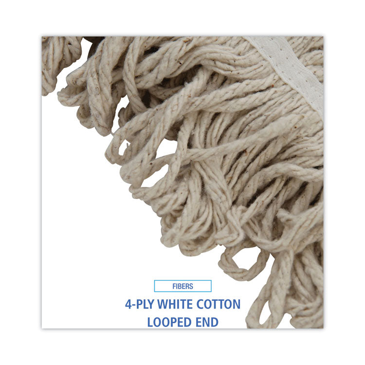 Mop Head, Pro Loop Web/Tailband, Premium Standard Head, Cotton, 32 oz, White, 12/Carton