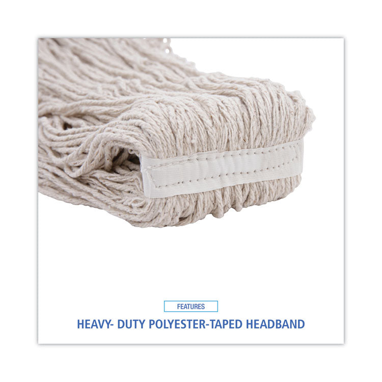 Mop Head, Pro Loop Web/Tailband, Premium Standard Head, Cotton, 32 oz, White, 12/Carton
