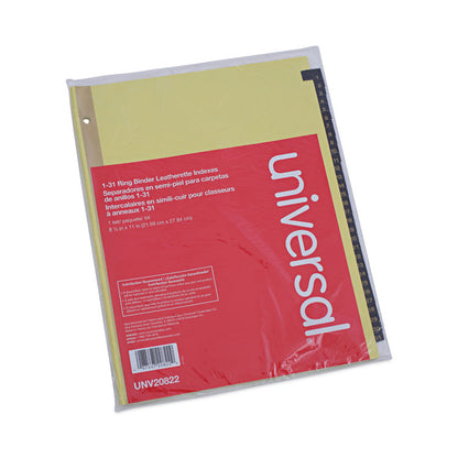 Deluxe Preprinted Simulated Leather Tab Dividers with Gold Printing, 31-Tab, 1 to 31, 11 x 8.5, Buff, 1 Set