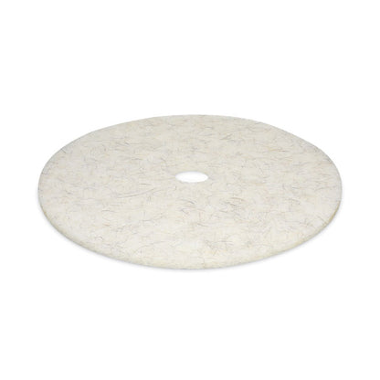 Natural Burnishing Floor Pads, 27" Diameter, White, 5/Carton