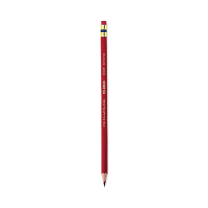 Col-Erase Pencil with Eraser, 0.7 mm, 2B, Carmine Red Lead, Carmine Red Barrel, Dozen
