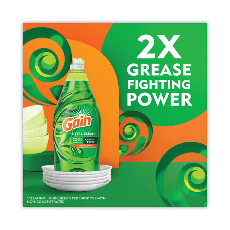 Dishwashing Liquid, Gain Original Scent, 38 oz Bottle, 8/Carton