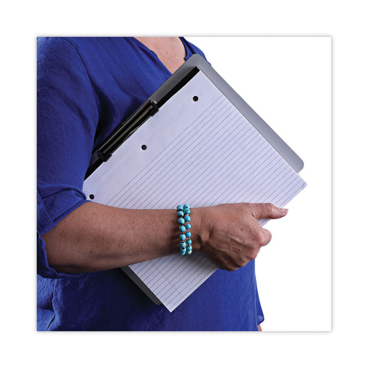 Plastic Brushed Aluminum Clipboard, Landscape Orientation, 0.5" Clip Capacity, Holds 11 x 8.5 Sheets, Silver