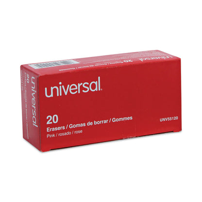 Bevel Block Erasers, For Pencil Marks, Slanted-Edge Rectangular Block, Large, Pink, 20/Pack