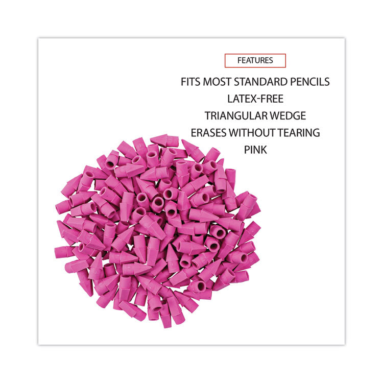 Pencil Cap Erasers, For Pencil Marks, Pink, 150/Pack
