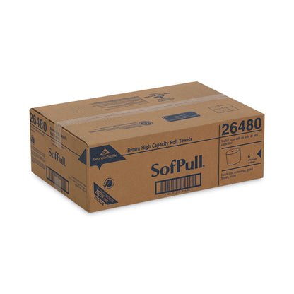 SofPull Hardwound Roll Paper Towel, Nonperforated, 1-Ply, 7.87" x 1,000 ft, Brown, 6 Rolls/Carton