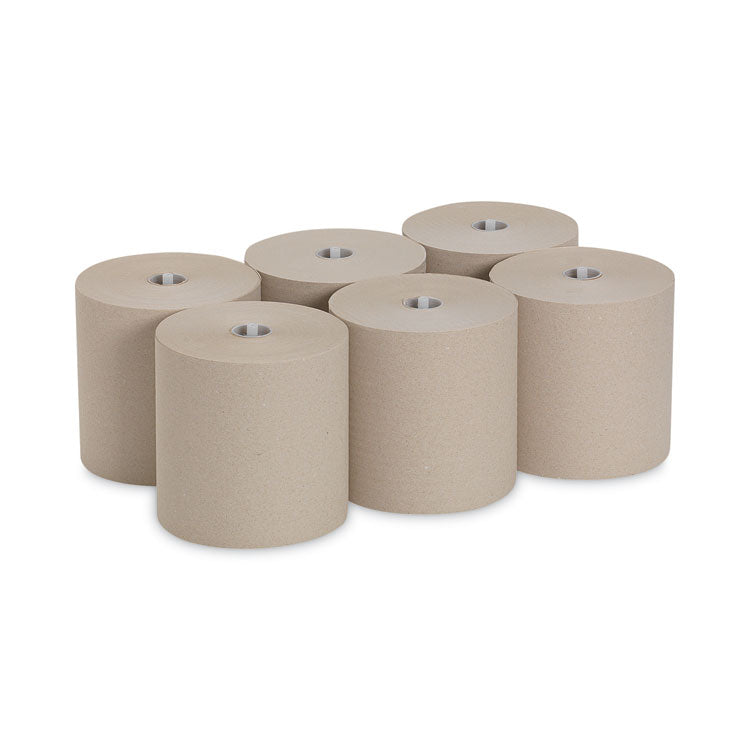 SofPull Hardwound Roll Paper Towel, Nonperforated, 1-Ply, 7.87" x 1,000 ft, Brown, 6 Rolls/Carton