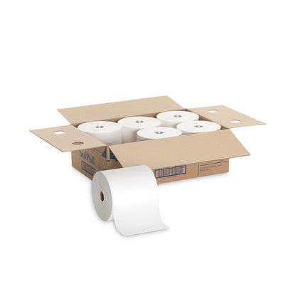 SofPull Hardwound Roll Paper Towel, Nonperforated, 1-Ply, 7.87" x 1,000 ft, White, 6 Rolls/Carton