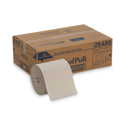 SofPull Hardwound Roll Paper Towel, Nonperforated, 1-Ply, 7.87" x 1,000 ft, Brown, 6 Rolls/Carton