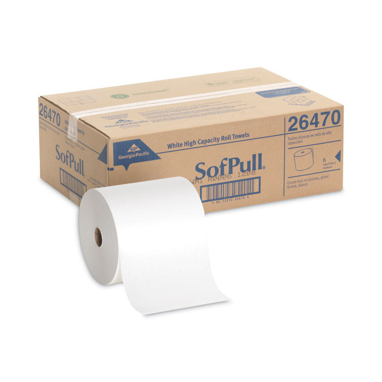 SofPull Hardwound Roll Paper Towel, Nonperforated, 1-Ply, 7.87" x 1,000 ft, White, 6 Rolls/Carton