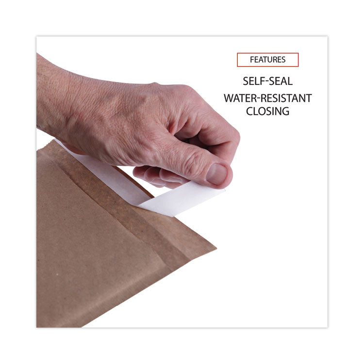 Natural Self-Seal Cushioned Mailer, #5, Barrier Bubble Air Cell Cushion, Self-Adhesive Closure, 10.5 x 16, Kraft, 80/Carton