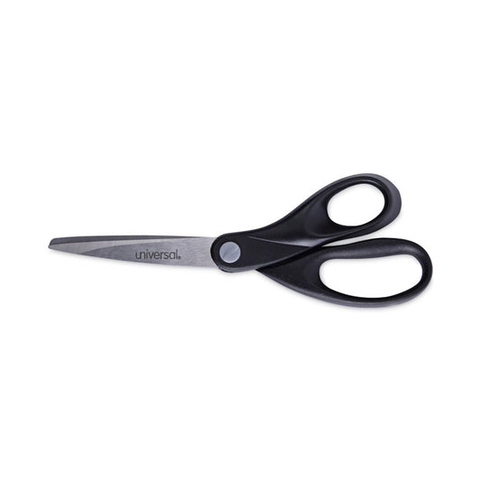 Stainless Steel Office Scissors, 8" Long, 3.75" Cut Length, Straight Black Handle (Each)