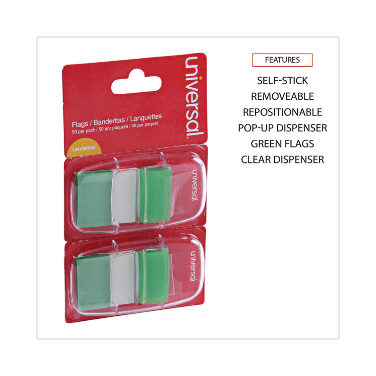 Page Flags, Green, 50 Flags/Dispenser, 2 Dispensers/Pack
