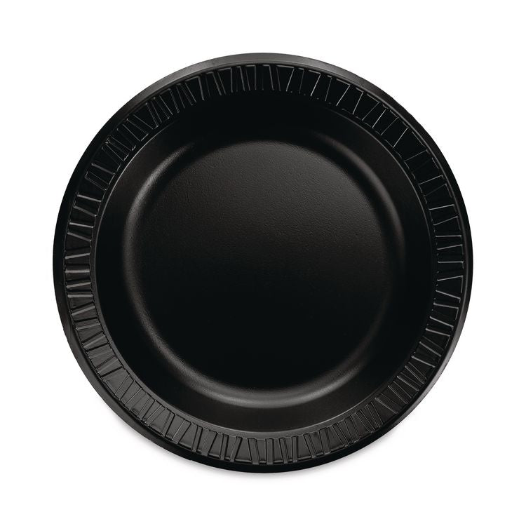 Quiet Classic Laminated Foam Dinnerware, Plate, 10.25" dia, Black, 125/Pack, 4 Packs/Carton