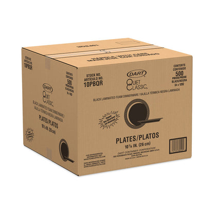 Quiet Classic Laminated Foam Dinnerware, Plate, 10.25" dia, Black, 125/Pack, 4 Packs/Carton
