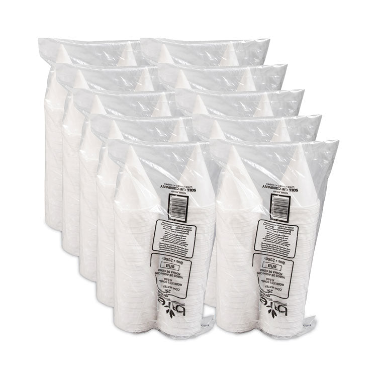 Cone Water Cups, ProPlanet Seal, 8 oz, Paper, White, 250/Bag, 10 Bags/Carton