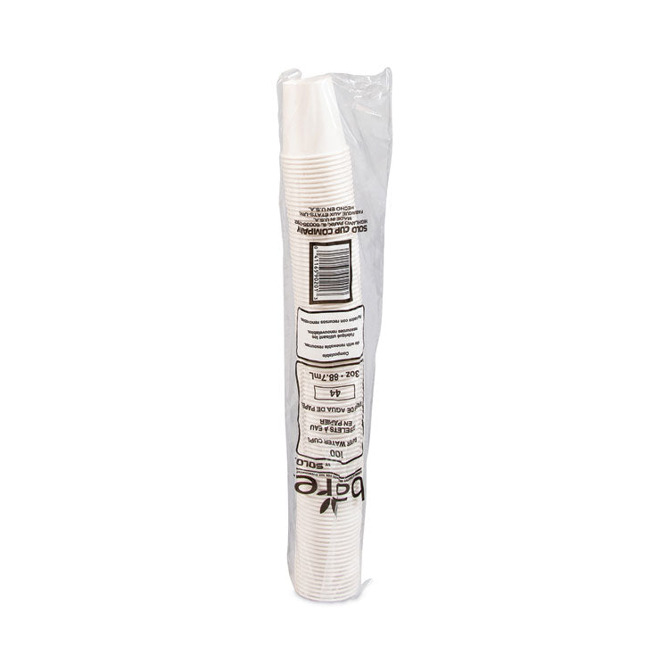 Paper Water Cups, 3 oz, White, 100/Pack
