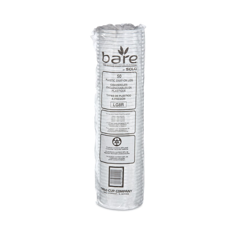 Bare Eco-Forward RPET Deli Container Lids, Recessed Lid, Fits 8 oz Containers, Clear, Plastic, 50/Pack, 10 Packs/Carton