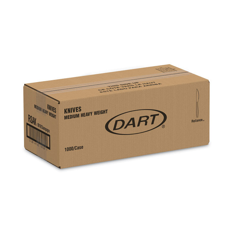 Medium Weight Polystyrene Knives, Plastic, Champagne, 1,000/Carton