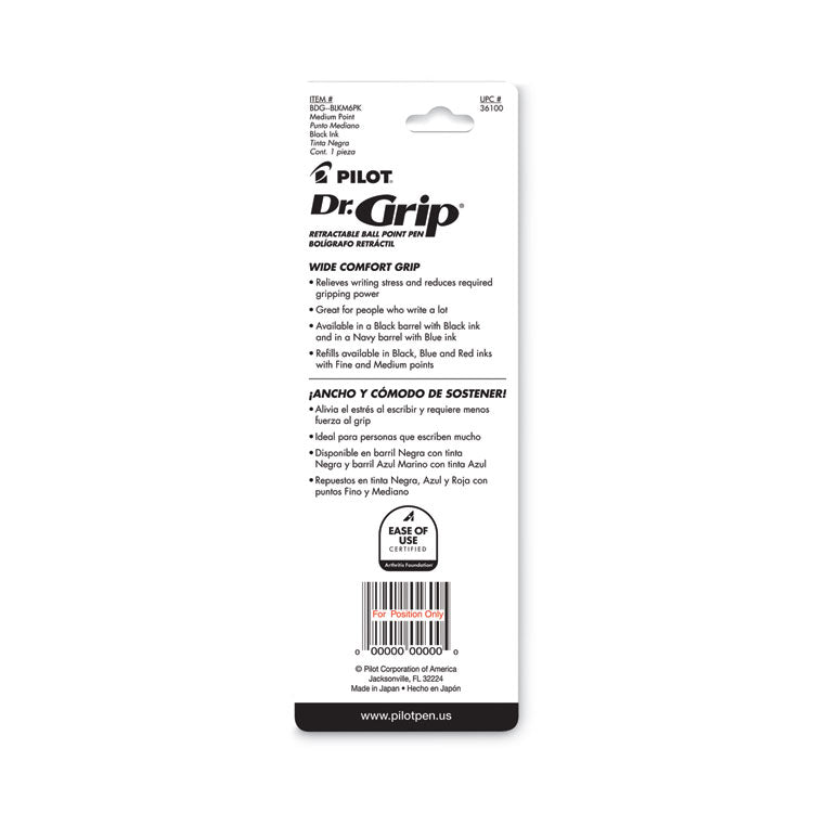 Dr. Grip Ballpoint Pen, Retractable, Medium 1 mm, Blue Ink, Navy Barrel