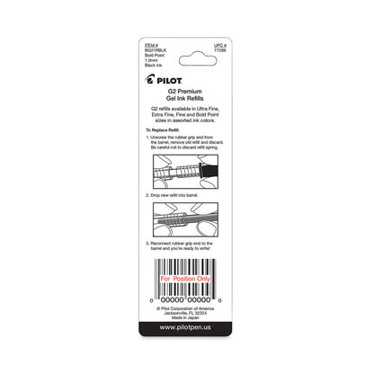 Refill for Pilot G2 Gel Ink Pens, Bold Conical Tip, Black Ink, 2/Pack
