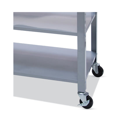 Countertop Serving Cart, Wood, 3 Shelves, 3 Drawers, 35.5" x 19.75" x 34.25", Oak/Gray