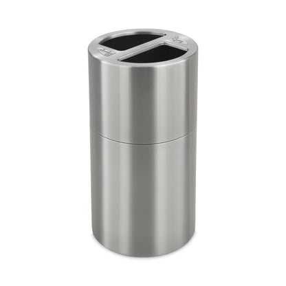 Dual Recycling Receptacle, 30 gal, Steel, Stainless Steel