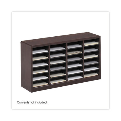 Wood/Fiberboard E-Z Stor Sorter, 24 Compartments, 40 x 11.75 x 23, Mahogany