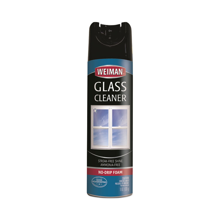 Foaming Glass Cleaner, 19 oz Aerosol Spray, 6/Carton