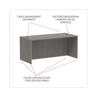 Alera Valencia Series Straight Front Desk Shell, 65" x 29.5" x 29.63", Gray