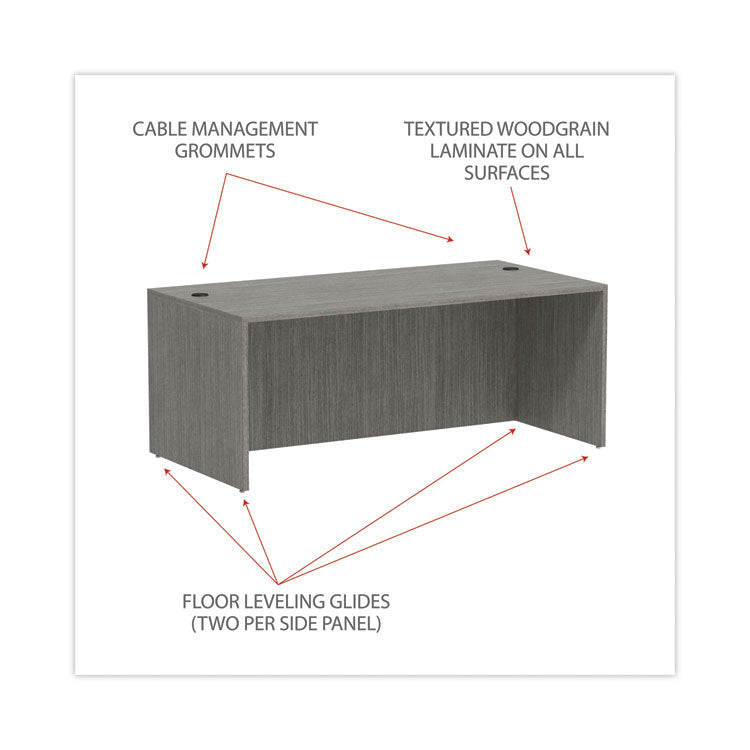 Alera Valencia Series Straight Front Desk Shell, 71" x 35.5" x 29.63", Gray