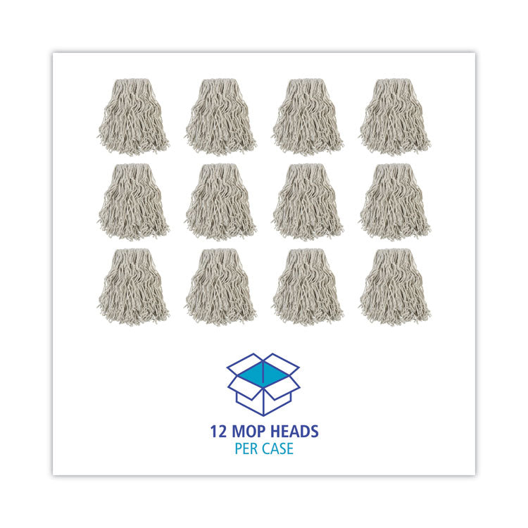 Banded Cotton Mop Head, #24, White, 12/Carton