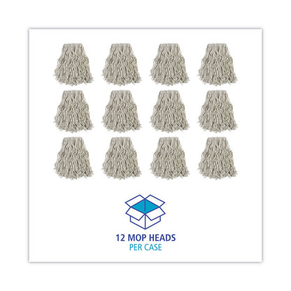 Banded Cotton Mop Head, #24, White, 12/Carton