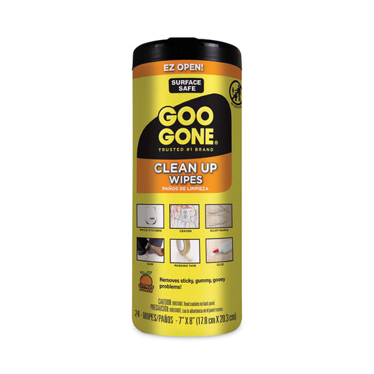 Clean Up Wipes, 1-Ply, 8 x 7, Citrus Scent, White, 24/Canister (Each)