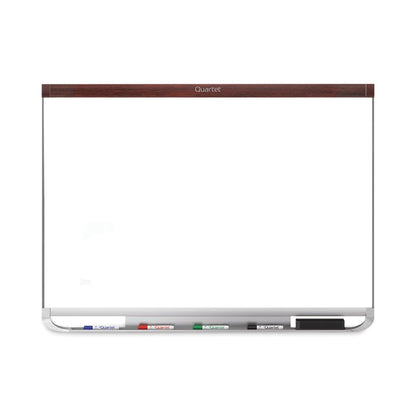 Prestige 2 DuraMax Magnetic Porcelain, 48" x 36", White Surface, Mahogany Finished Fiberboard/Plastic Frame