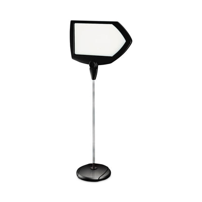 Magnetic Dry Erase Floor Stand Signs, White 25" x 17" Arrow Surface, Black/Silver Frame, 25" x 10" x 38" to 63"