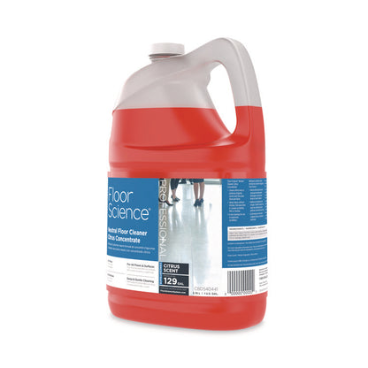 Floor Science Neutral Floor Cleaner Concentrate, Citrus Scent, 1 gal Container, 4/Carton