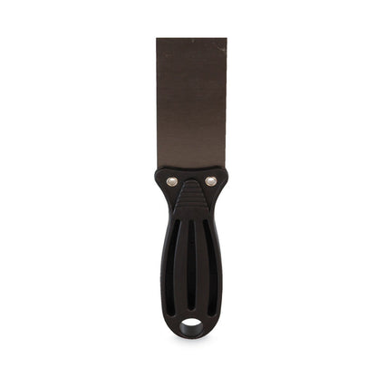 Putty Knife, 1.5" Wide, Carbon Steel Blade, Flexible Handle, Black/Silver, 24/Carton