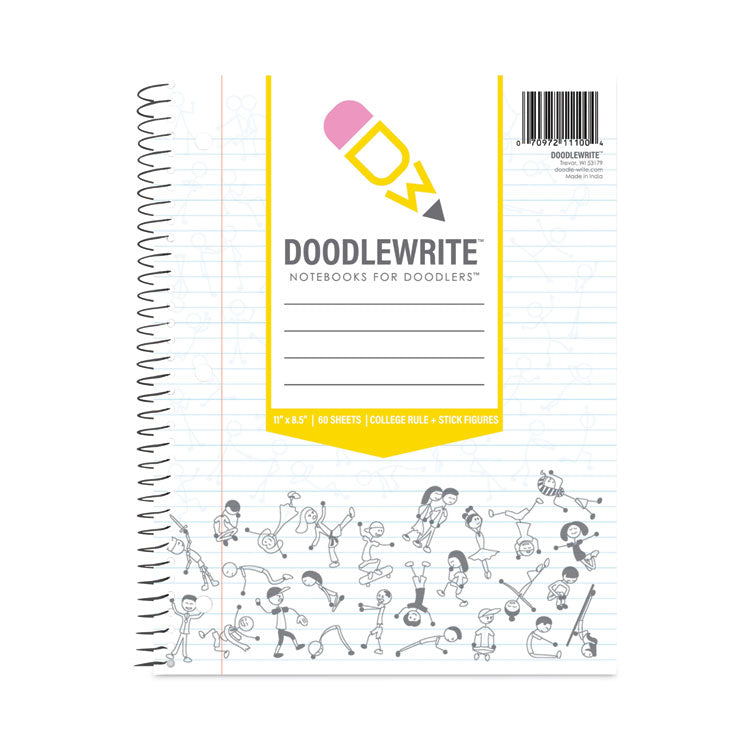 DoodleWrite Notebooks, 1-Subject, Wide/Legal Rule, White Cover, (50) 10.75 x 8.75 Sheets, 24/Carton
