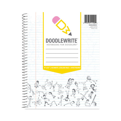 DoodleWrite Notebooks, 1-Subject, Wide/Legal Rule, White Cover, (50) 10.75 x 8.75 Sheets, 24/Carton