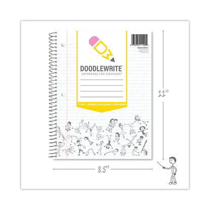 DoodleWrite Notebooks, 1-Subject, Wide/Legal Rule, White Cover, (50) 10.75 x 8.75 Sheets, 24/Carton
