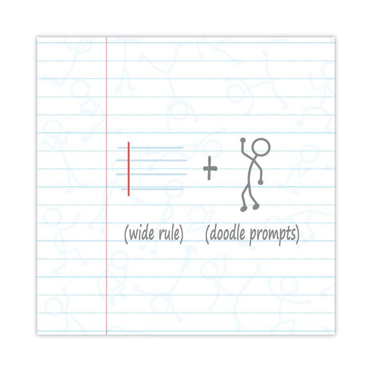 DoodleWrite Notebooks, 1-Subject, Wide/Legal Rule, White Cover, (50) 10.75 x 8.75 Sheets, 24/Carton