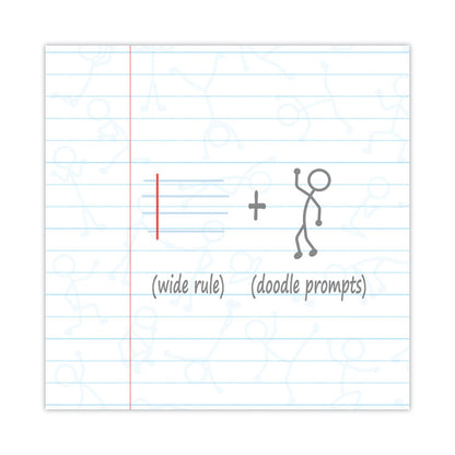 DoodleWrite Notebooks, 1-Subject, Wide/Legal Rule, White Cover, (50) 10.75 x 8.75 Sheets, 24/Carton
