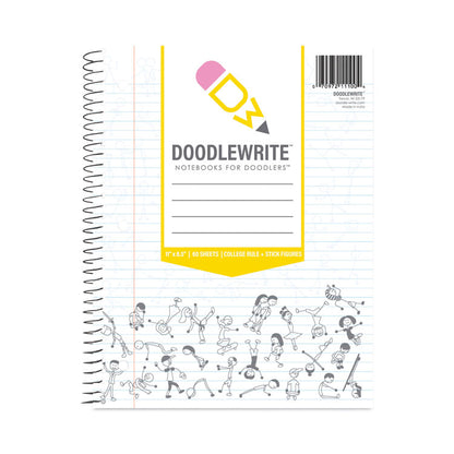 DoodleWrite Notebooks, 1-Subject, Medium/College Rule, White Cover, (60) 11.25 x 9.25 Sheets, 24/Carton